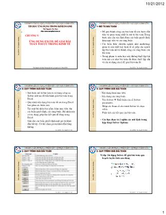 Bài giảng Tin học ứng dụng trong kinh doanh - Chương 5: Ứng dụng Excel để giải bài toán tối ưu trong kinh tế - Nguyễn Kim Nam