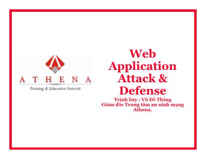 Bài giảng Web Application Attack & Defense - Võ Đỗ Thắng