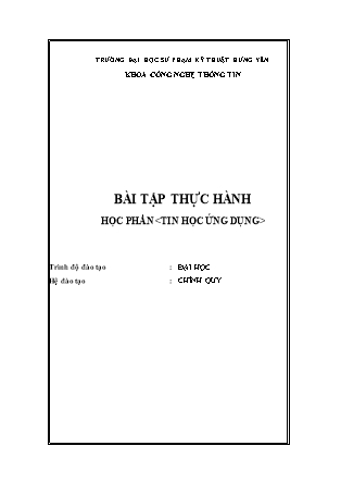 Bài tập thực hành học phần Tin học ứng dụng