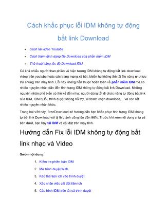 Cách khắc phục lỗi IDM không tự động bắt link Download