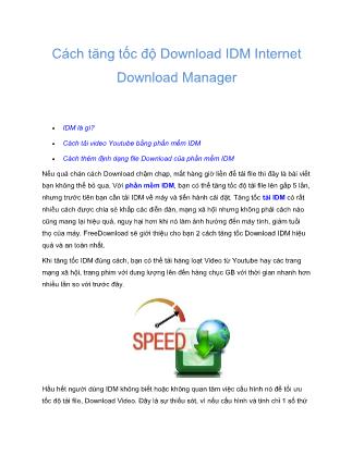Cách tăng tốc độ Download IDM Internet Download Manager