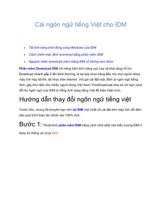 Cài ngôn ngữ tiếng Việt cho IDM