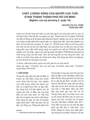 Chất lượng sống của người cao tuổi ở nội thành thành phố Hồ Chí Minh (Nghiên cứu tại Phường 5, Quận 10)