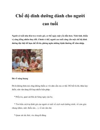 Chế độ dinh dưỡng dành cho người cao tuổi
