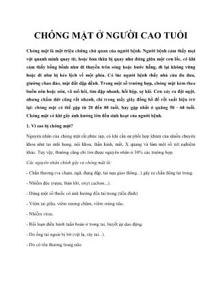 Chóng mặt ở người cao tuổi