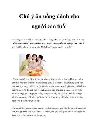 Chú ý ăn uống dành cho người cao tuổi