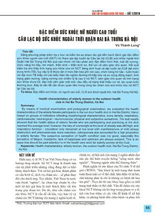 Đặc điểm sức khỏe nữ người cao tuổi câu lạc bộ sức khỏe ngoài trời quận Hai Bà Trưng - Hà Nội