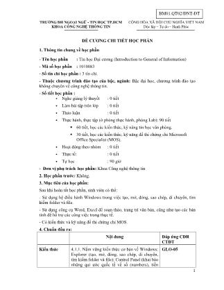 Đề cương chi tiết học phần Tin học Đại cương (Introduction to General of Information)