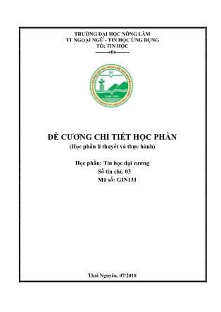Đề cương chi tiết học phần Tin học đại cương