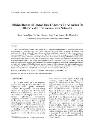 Efficient region-of-interest based adaptive bit allocation for 3D-TV video transmission over networks