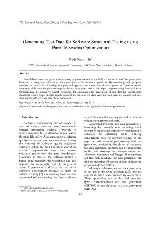 Generating test data for software structural testing using particle swarm optimization