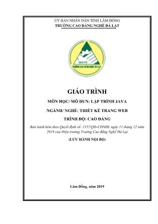Giáo trình Lập trình Java - Ngành/nghề: Thiết kế trang web