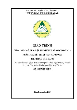Giáo trình Lập trình web nâng cao (XML) - Ngành/nghề: Thiết kế trang web