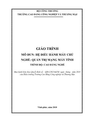 Giáo trình mô đun Hệ điều hành máy chủ - Nghề: Quản trị mạng máy tính