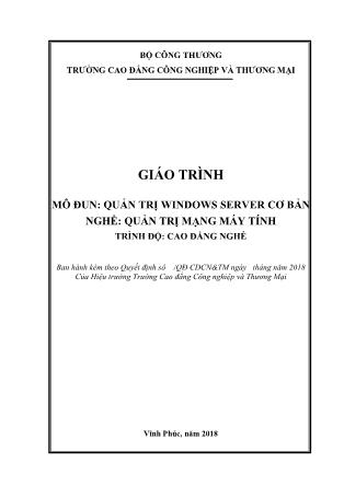 Giáo trình mô đun Quản trị Windows Server cơ bản - Nghề: Quản trị mạng máy tính