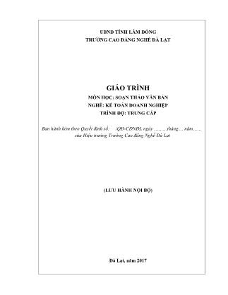 Giáo trình môn Soạn thảo văn bản - Nghề: Kế toán doanh nghiệp