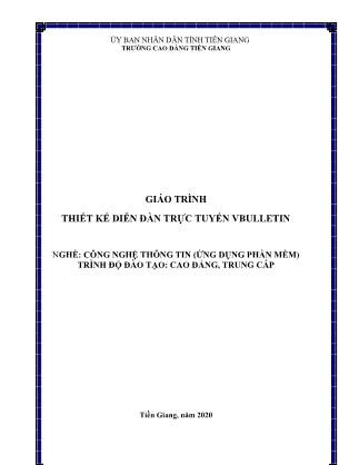 Giáo trình Thiết kế diễn đàn trực tuyến Vbulletin - Nghề: Công nghệ thông tin (Ứng dụng phần mềm)