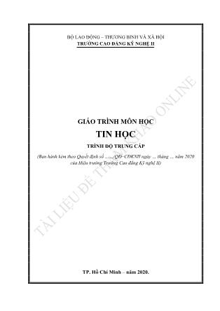 Giáo trình Tin học - Trình độ Trung cấp (Phần 1)