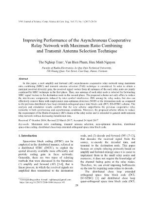 Improving performance of the asynchronous cooperative relay network with maximum ratio combining and transmit antenna selection technique