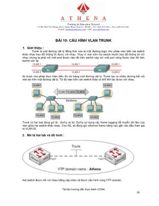 Tài liệu Hướng dẫn thực hành CCNA - Bài 10: Cấu hình VLAN Trunk