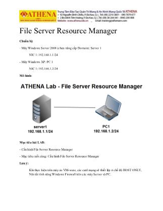 Tài liệu Hướng dẫn thực hành quản trị mạng - Bài 6: File Server Resource Manager
