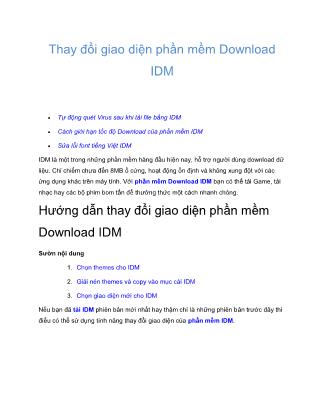 Thay đổi giao diện phần mềm Download IDM