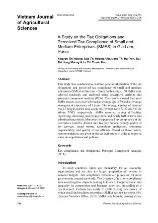 A study on the tax obligations and perceived tax compliance of small and medium enterprises (SMES) in Gia Lam, Hanoi