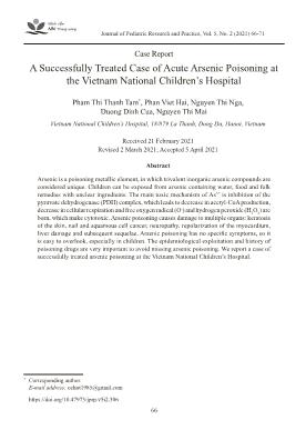 A successfully treated case of acute arsenic poisoning at the Vietnam national children’s hospital