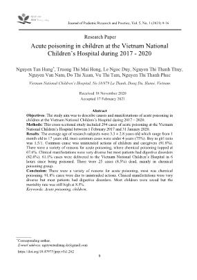 Acute poisoning in children at the Vietnam national children’s hospital during 2017-2020