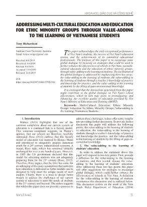 Addressing multi-cultural education and education for ethic minority groups through value-adding to the learning of Vietnamese students