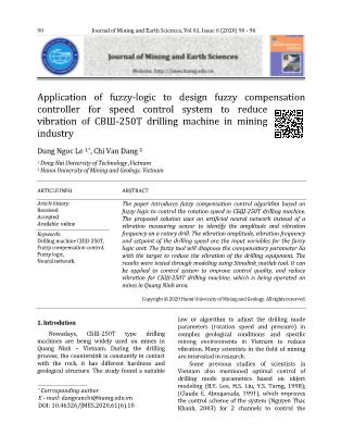 Application of fuzzy-logic to design fuzzy compensation controller for speed control system to reduce vibration of CBШ-250T drilling machine in mining industry