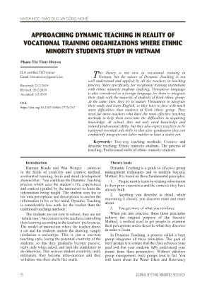 Approaching dynamic teaching in reality of vocational training organizations where ethnic minority students study in Vietnam