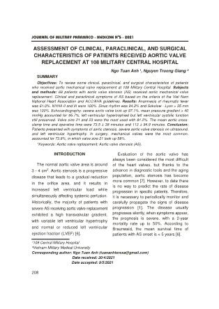 Assessment of clinical, paraclinical, and surgical characteristics of patients received aortic valve replacement at 108 military central hospital
