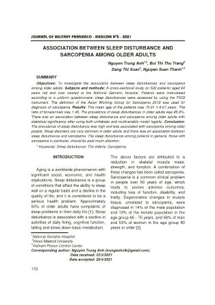 Association between sleep disturbance and sarcopenia among older adults