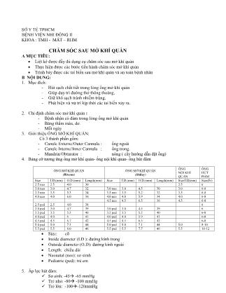 Bài giảng Chăm sóc sau mở khí quản