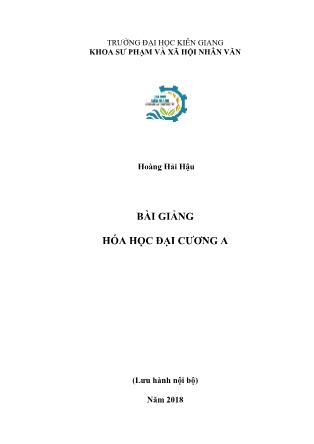 Bài giảng Hóa học đại cương A (Phần 1) - Hoàng Hải Hậu
