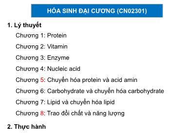 Bài giảng Hóa sinh đại cương - Chương mở đầu