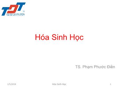 Bài giảng Hóa sinh học - Phạm Phước Điền