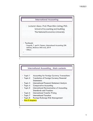 Bài giảng International Accounting - Chapter 1: Introduction to international accounting - Phạm Đức Cường