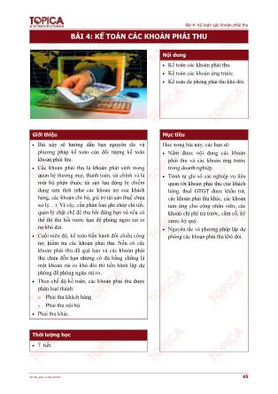 Bài giảng Kế toán doanh nghiệp - Bài 4: Kế toán các khoản phải thu