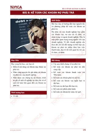 Bài giảng Kế toán doanh nghiệp - Bài 8: Kế toán các khoản nợ phải trả