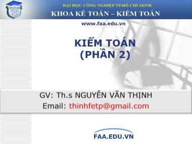 Bài giảng Kiểm toán - Phần 2 - Chương mở đầu - Nguyễn Văn Thịnh