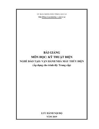 Bài giảng Kỹ thuật điện - Nghề đào tạo: Vận hành nhà máy thủy điện