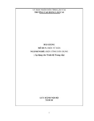 Bài giảng mô đun Điện tử bản - Ngành/nghề: Điện công dân dụng