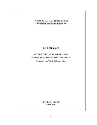 Bài giảng mô đun Thực hành điện cơ bản - Nghề: Vận hành nhà máy thủy điện