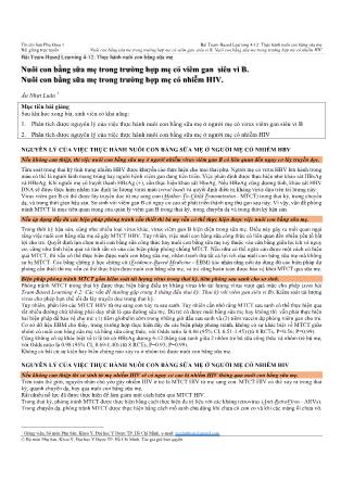 Bài giảng Thực hành nuôi con bằng sữa mẹ - Bài: Nuôi con bằng sữa mẹ trong trường hợp mẹ có viêm gan siêu vi B. Nuôi con bằng sữa mẹ trong trường hợp mẹ có nhiễm HIV