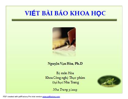 Bài giảng Viết bài Báo cáo khoa học - Nguyễn Văn Hòa