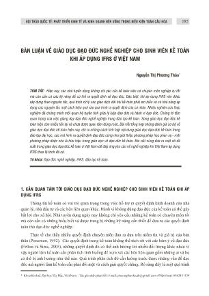 Bàn luận về giáo dục đạo đức nghề nghiệp cho sinh viên kế toán khi áp dụng IFRS ở Việt Nam