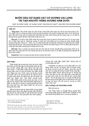 Bước đầu sử dụng vạt cơ xương vai lưng tái tạo khuyết hổng xương hàm dưới