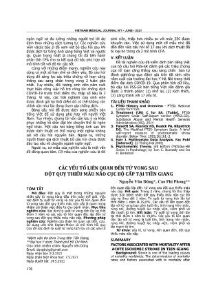 Các yếu tố liên quan đến tử vong sau đột quỵ thiếu máu não cục bộ cấp tại Tiền Giang